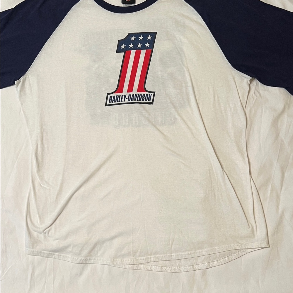 Harley-Davidson White and Blue Men's Shirt